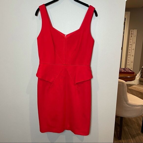 Trina Turk Carmichael Ponte Peplum Style Tank Dress in Cherry - Picture 3 of 9